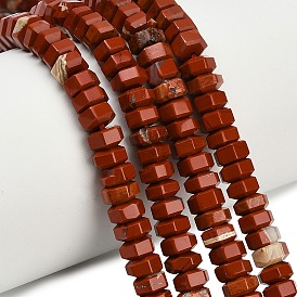 Натуральные красные яшмы бусы пряди, граненые, шестиугольник