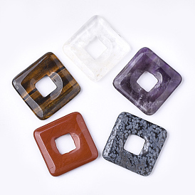 Natural Gemstone Pendants, Square