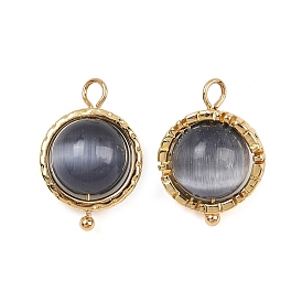 Вращающиеся круглые подвески с кошачьим глазом, с латунной фурнитурой , без кадмия и без свинца, стойки покрытие, долговечный, серые