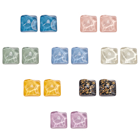 Opaque Resin Cabochons Accessories for Jewelry Making, Irregular Square Shape