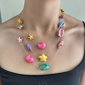 Ракушки из сплава и смолы 3 многослойные ожерелья в форме ракушек морских звезд