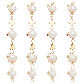 16Pcs 4 Style Natural Cultured Freshwater Pearl Pendants, with Brass Beads and Copper Wire, Mixed Shape