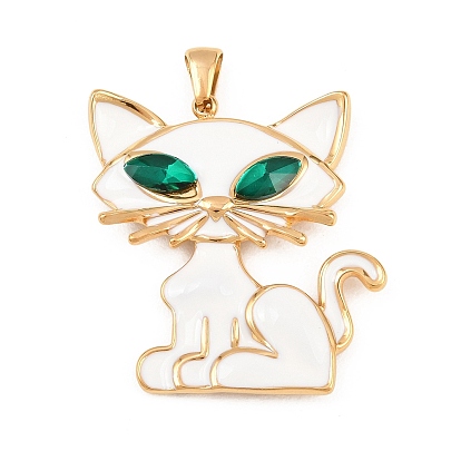 304 нержавеющей стальной эмали подвески, подвески в форме кошки, со стразами