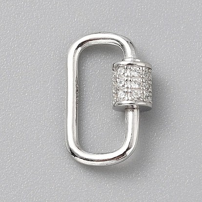 925 Sterling Silver Rhinestone Screw Clasps, Oval