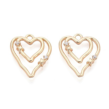 Латунные микро проложить кубического циркония подвески, сердце прелести