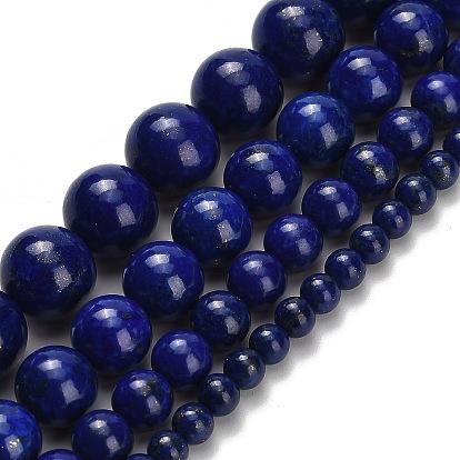Нитки бусины из натурального ляписа-лазури, круглые, класс AAA