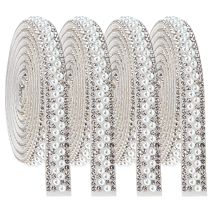 Исправление горный хрусталь, термоклей на спине, с пластиковыми бусинами из искусственного жемчуга