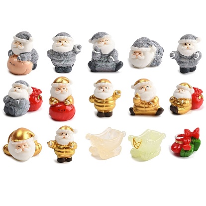 Рождественские тематические статуэтки из смолы для украшения рабочего стола в домашнем офисе, Санта Клаус и сани