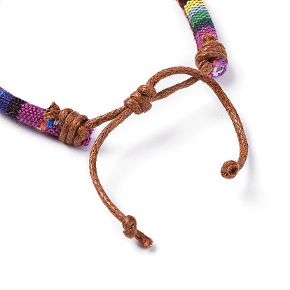 Rope Cloth Ethnic Cords Bracelets, with Waxed Cotton Cords