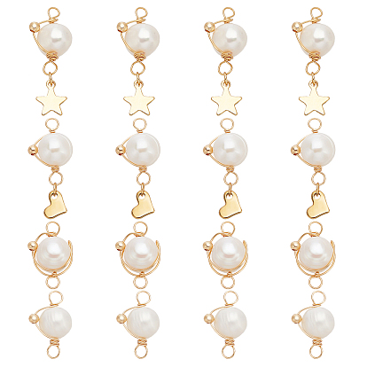 16Pcs 4 Style Natural Cultured Freshwater Pearl Pendants, with Brass Beads and Copper Wire, Mixed Shape