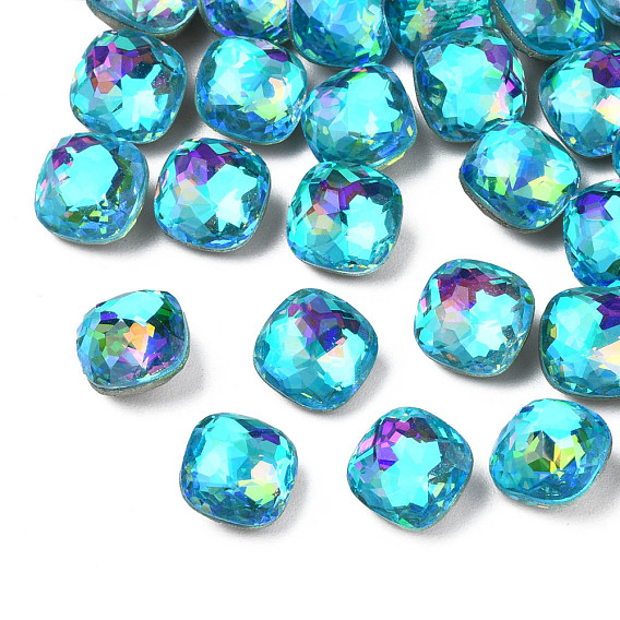 Verre cabochons en strass, accessoires nail art de décoration, facette, carrée