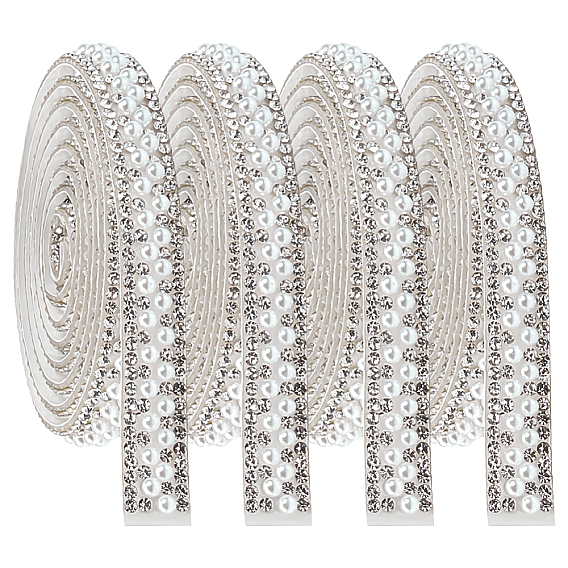 Исправление горный хрусталь, термоклей на спине, с пластиковыми бусинами из искусственного жемчуга