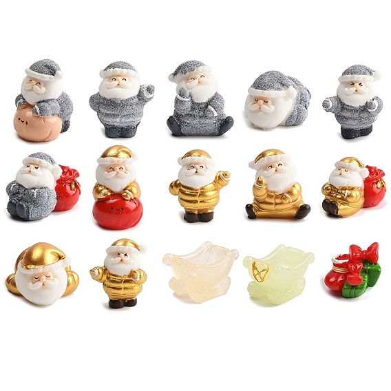 Рождественские тематические статуэтки из смолы для украшения рабочего стола в домашнем офисе, Санта Клаус и сани