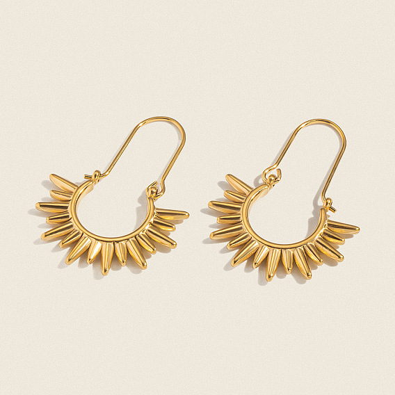 Винтажные серьги-кольца в европейском стиле с изображением солнца 304 из нержавеющей стали