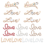 16pcs 8 Stil Legierung Strass-Cabochons, mit Kunststoff-Perlen, Wort Liebe
