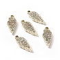 Alloy Pendants, with Crystal Rhinestone, Wing Charm