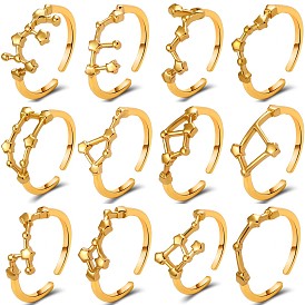 Constellation Brass Open Cuff Ring, Golden