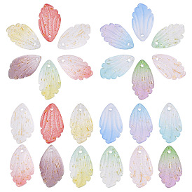 120Pcs 12 Colors Transparent Glass Pendants, with Gold Foil, Petaline