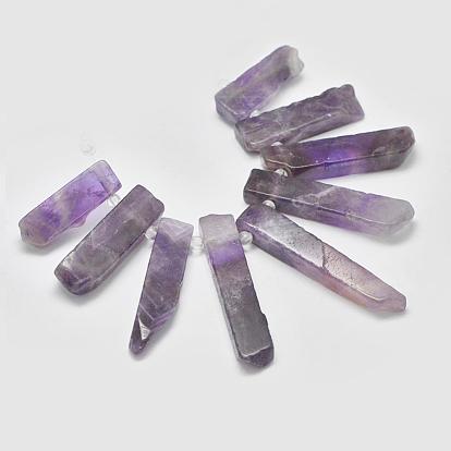 Natural Amethyst Graduated Beads Strands, Nuggets