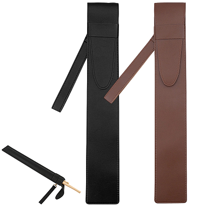 2Pcs 2 Colors Leather Drumstick Storage Case
