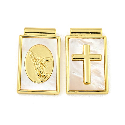 Стойки с латунными подвесками из ракушек, прямоугольник амулеты, без кадмия и без свинца, реальный 18 k позолоченный