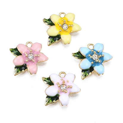 Стеллаж покрытие сплава эмалью подвески, с кристально горный хрусталь, цветок, без кадмия и без свинца, золотые