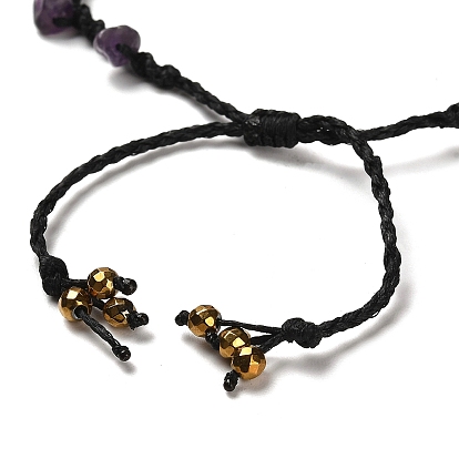 Natural & Synthetic Mixed Gemstone Nuggets Braided Bead Bracelet, Butterfly Adjustable Bracelet