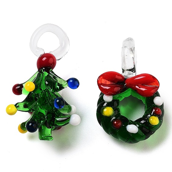 Красочные прозрачные подвески ручной работы в технике лэмпворк на Рождество