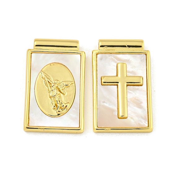 Стойки с латунными подвесками из ракушек, прямоугольник амулеты, без кадмия и без свинца, реальный 18 k позолоченный