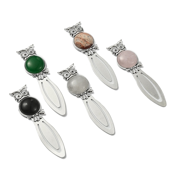 Зажимы для закладок из сплава в тибетском стиле сова, закладка из смешанных драгоценных камней