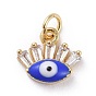 Cubic Zirconia Charms, with Brass Findings and Enamel, Eye, Golden