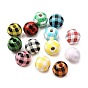 Набивные шима деревянные бусины, круглый с рисунком тартана