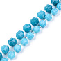 Natural Quartz Beads Strands, Imitation Amazonite Color, Round, Dyed, Faceted