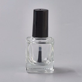 Transparent Glass Nail Polish Empty Bottle, with Brush