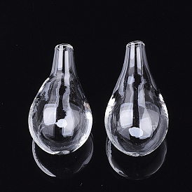Handmade Blown Glass Bottles, for Glass Vial Pendants Making, Teardrop