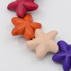 Synthetic Turquoise Beads Strands, Dyed, Starfish/Sea Stars, 20x18x7mm, Hole: 1mm