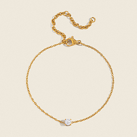 Минималистичные браслеты из круглых бусин из натурального жемчуга, 304 женские браслеты-цепочки из нержавеющей стали