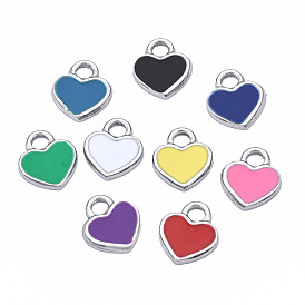 201 Stainless Steel Charms, with Enamel, Heart
