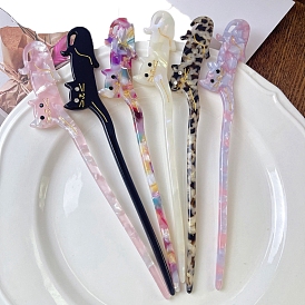 Cellulose Acetate Hair Forks, Hairpin Hair Accessory, Cat