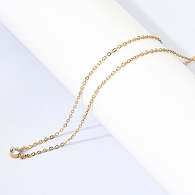 304 кулон ожерелья из нержавеющей стали горный хрусталь, ионное покрытие (ip), плоско-круглые