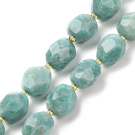 Natural Amazonite Beads Strands, Faceted, Oval, with Seed Beads