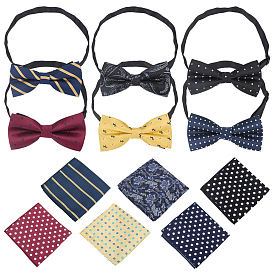 3шт. 3 цвета хлопковый мужской костюмный квадратный шарф, квадратный, полька точка рисунок, в комплекте: 3полиэстеровое карманное полотенце и 6галстук-бабочка