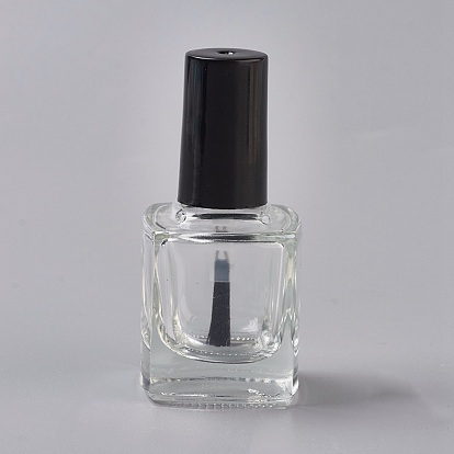 Transparent Glass Nail Polish Empty Bottle, with Brush