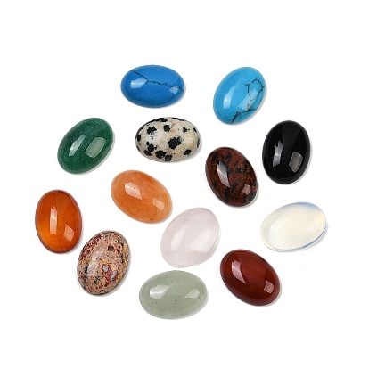 Кабошоны из камня, овальные, разнообразные, 14x10 мм