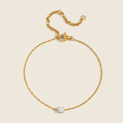 Минималистичные браслеты из круглых бусин из натурального жемчуга, 304 женские браслеты-цепочки из нержавеющей стали