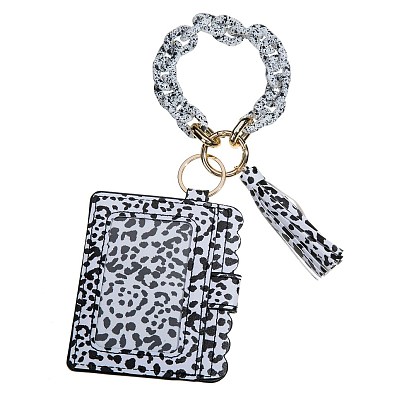 PU Leather Photocard Holders, Hanging Card Protector Sleeve, Name Card Holder with Tassel & Acrylic Chain, Rectangle