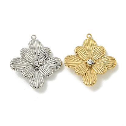 304 подвески из нержавеющей стали, с кристально горный хрусталь, цветочный шарм