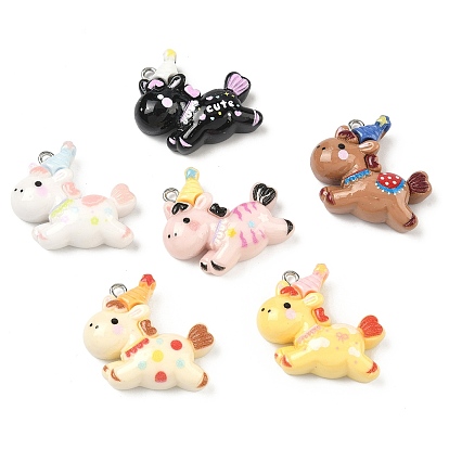 Непрозрачные подвески смолы, лошадь очарование, с платиновым глазом