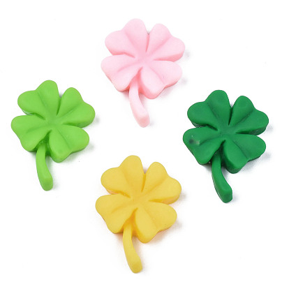 Непрозрачные кабошоны из смолы, клевер