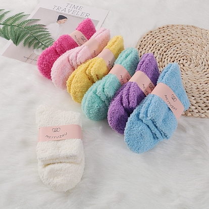 Polyester Faux Fur Knitting Socks, Winter Warm Thermal Socks